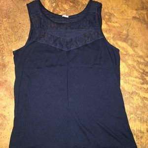 Navy Tank With Lace Top